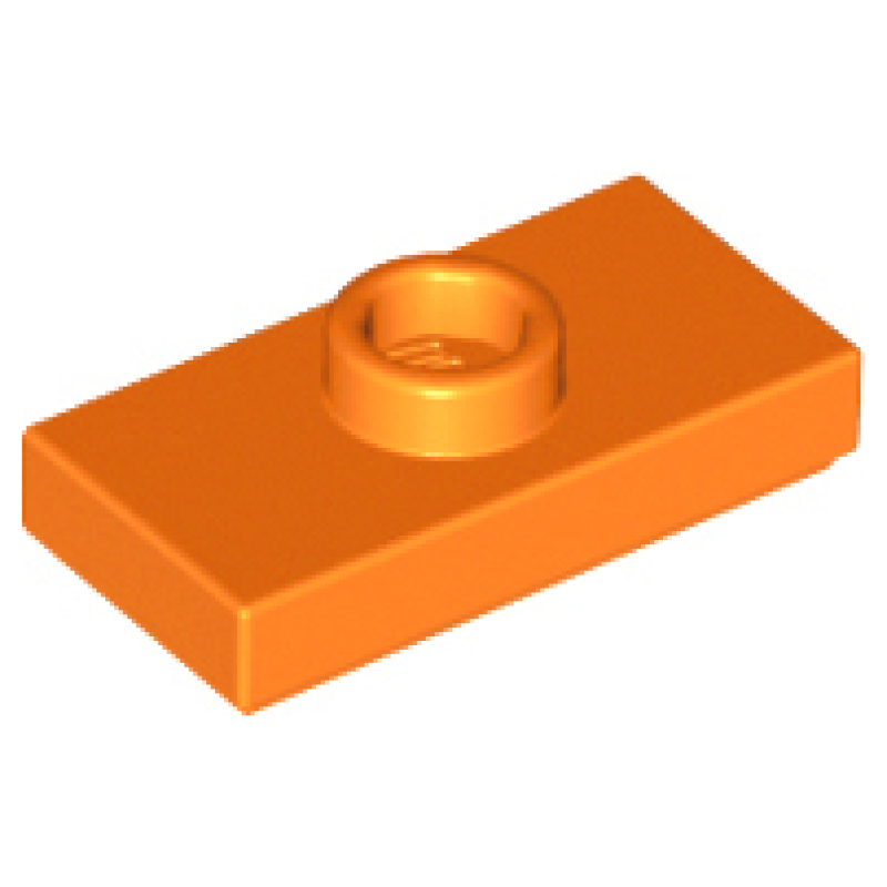 Plaat, Aangepast 1x2 met 1 nop met groef en nophouder aan binnenkant (Jumper) Orange