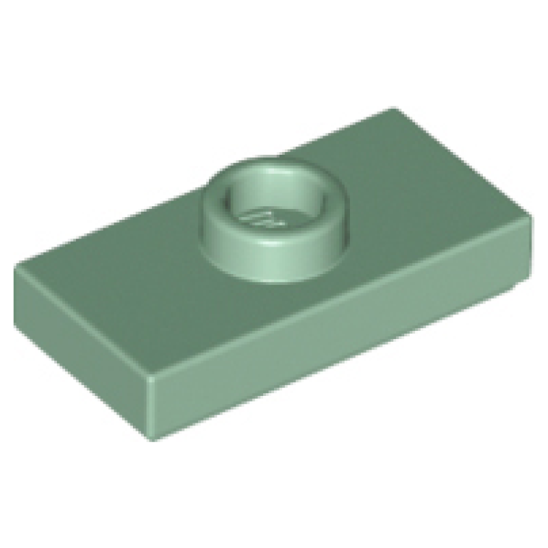 Plaat, Aangepast 1x2 met 1 nop met groef en nophouder aan binnenkant (Jumper) Sand Green