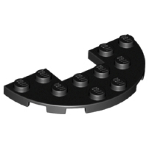 Plaat, Rond Half 3x6 met 1x2 inkeping Black