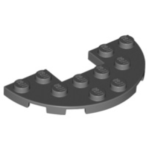 Plaat, Rond Half 3x6 met 1x2 inkeping Dark Bluish Gray