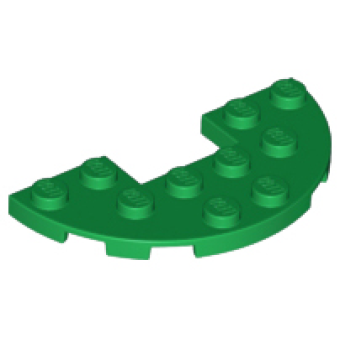 Plaat, Rond Half 3x6 met 1x2 inkeping Green