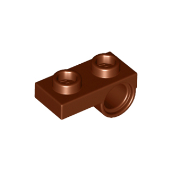 Plaat, Aangepast 1x2 met pin gat Reddish Brown