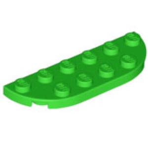 Plaat, Rond hoek 2x6 dubbel Bright Green