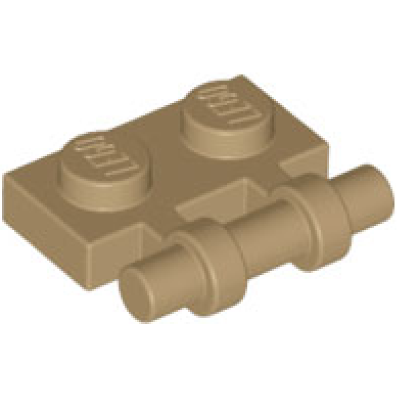 Plaat, Aangepast 1x2 met handvat aan zijkant en open uiteinden Dark Tan