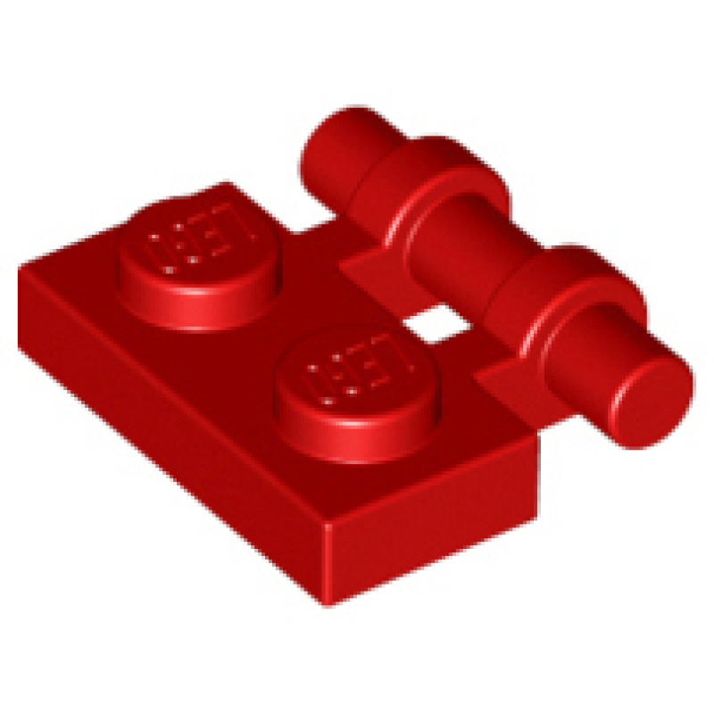 Plaat, Aangepast 1x2 met handvat aan zijkant en open uiteinden Red