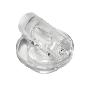 Plaat, Rond 1x1 met handvast op korte steel Trans Clear