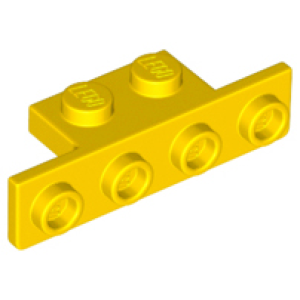 Plaat, Hoek 1x2 - 1x4 met twee ronde hoeken aan de onderkant Yellow