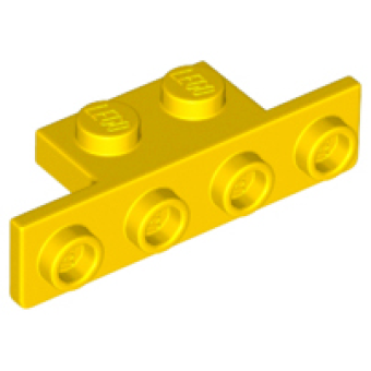 Plaat, Hoek 1x2 - 1x4 met twee ronde hoeken aan de onderkant Yellow