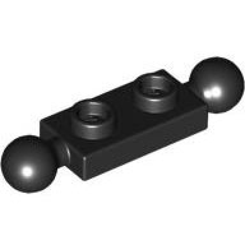 Plaat, Aangepast 1x2 met kleine kogel op einden Black