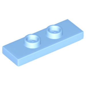 Plaat, Aangepast 1x3 met 2 noppen (dubbele jumper) Bright Light Blue