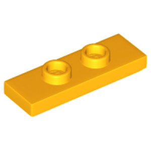 Plaat, Aangepast 1x3 met 2 noppen (dubbele jumper) Bright Light Orange