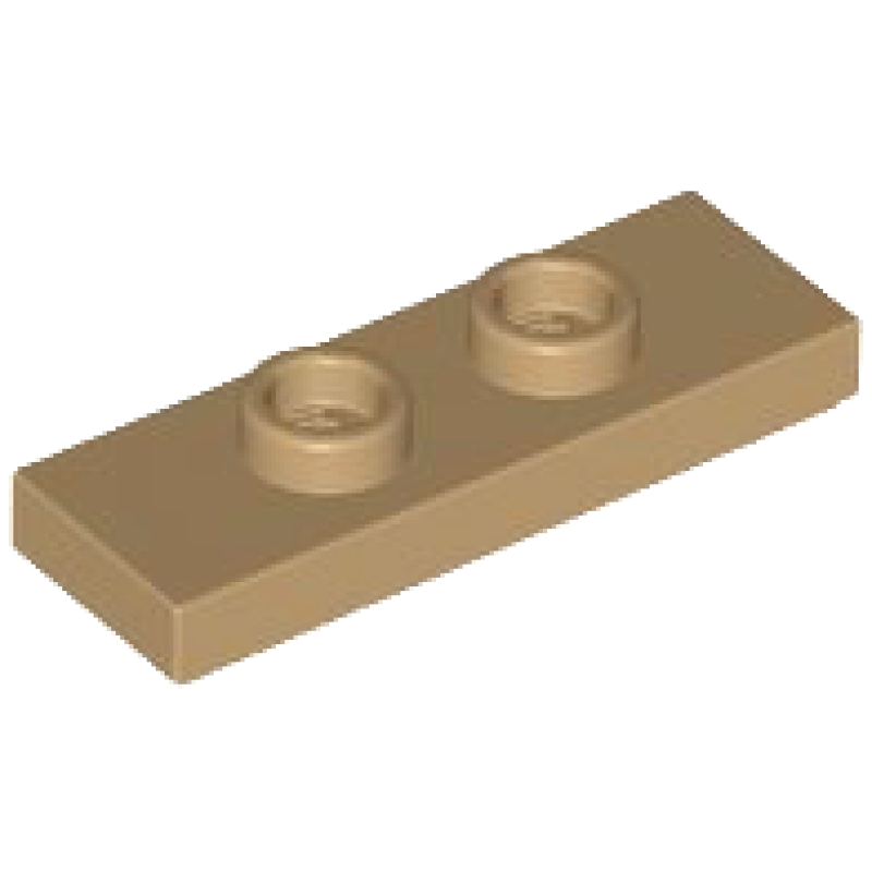 Plaat, Aangepast 1x3 met 2 noppen (dubbele jumper) Dark Tan