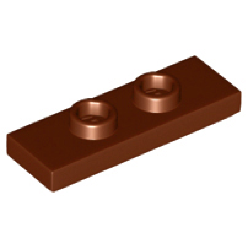 Plaat, Aangepast 1x3 met 2 noppen (dubbele jumper) Reddish Brown