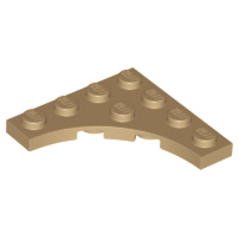 Plaat, Aangepast 4x4 met 3x3 gebogen inkeping Dark Tan