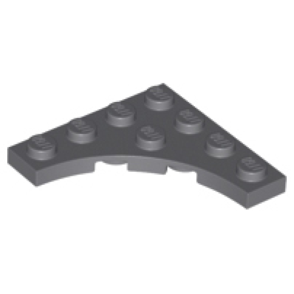 Plaat, Aangepast 4x4 met 3x3 gebogen inkeping Dark Bluish Gray