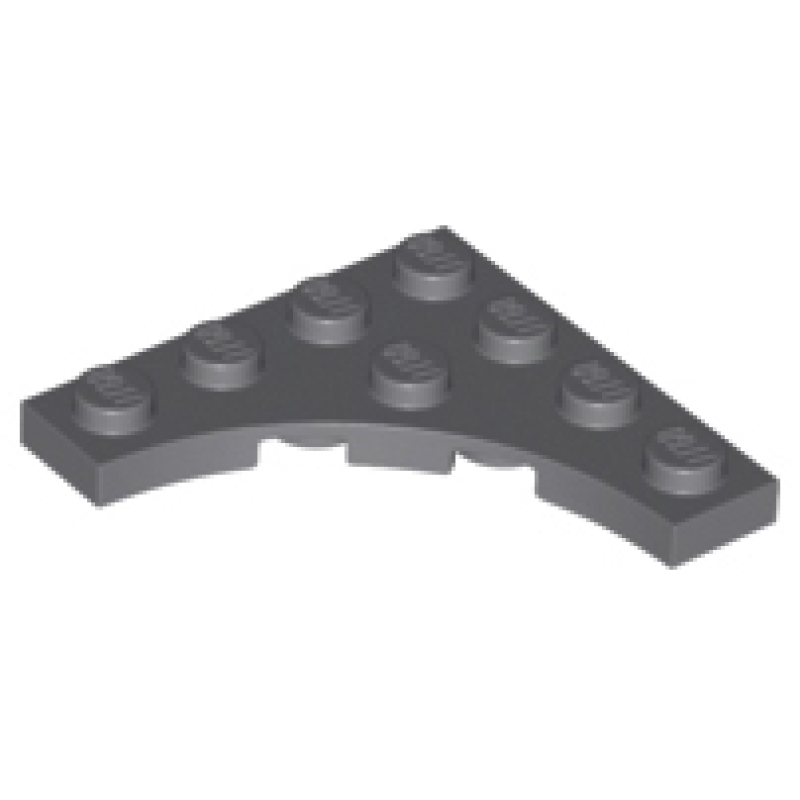 Plaat, Aangepast 4x4 met 3x3 gebogen inkeping Dark Bluish Gray