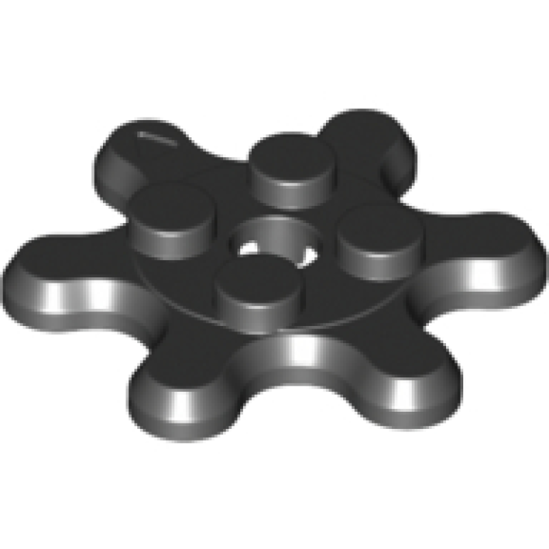 Plaat, Rond 2x2 tandwiel met 6 tanden Black