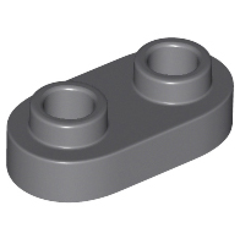 Plaat, Rond 1x2 met open nop Dark Bluish Gray