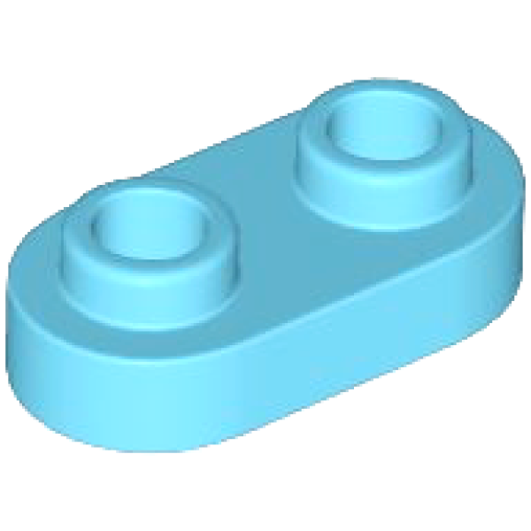 Plaat, Rond 1x2 met open nop Medium Azure