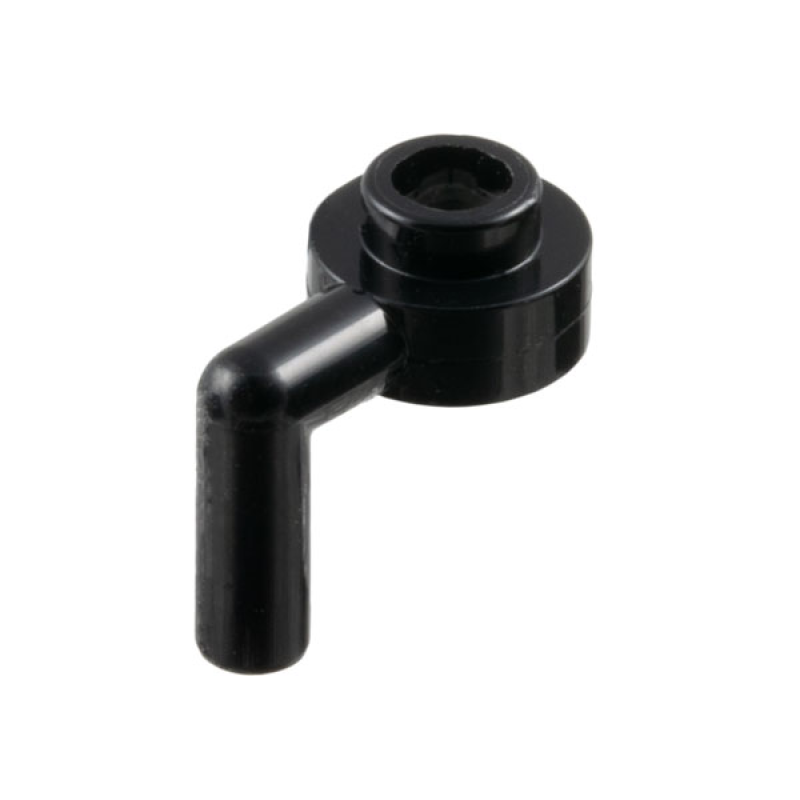 Plaat, Rond 1x1 open nop met staafarm omlaag Black