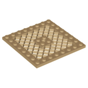 Plaat, Aangepast 8x8 met rooster en gat in het midden Dark Tan