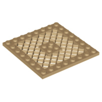 Plaat, Aangepast 8x8 met rooster en gat in het midden Dark Tan