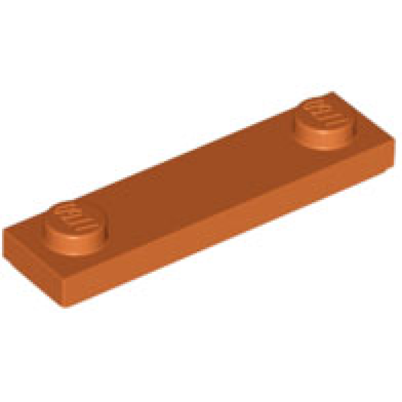 Plaat, Aangepast 1x4 met 2 noppen op de uiteinden Dark Orange