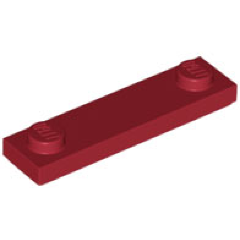 Plaat, Aangepast 1x4 met 2 noppen op de uiteinden Dark Red