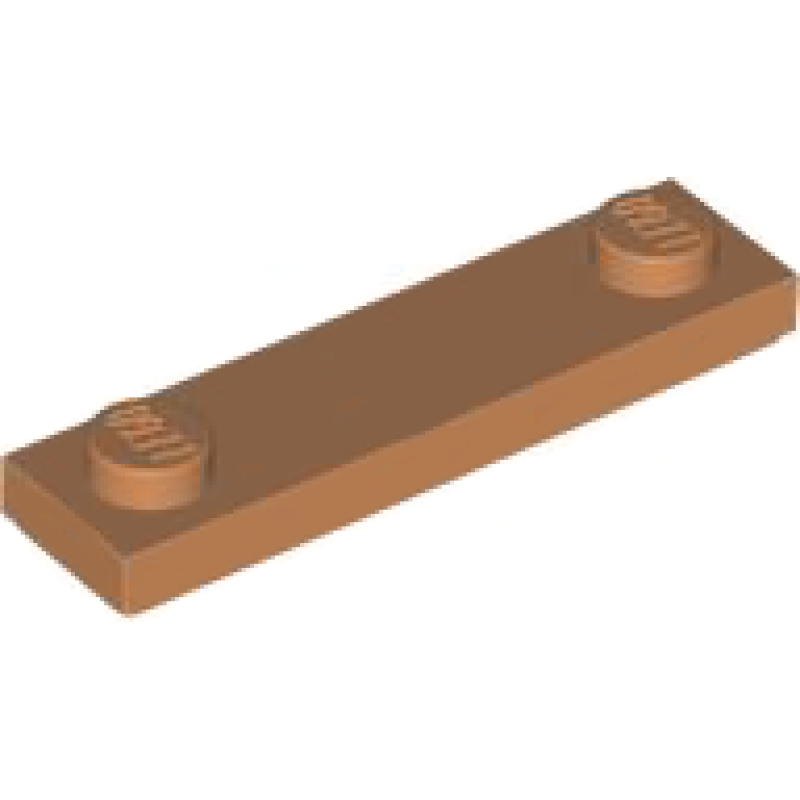 Plaat, Aangepast 1x4 met 2 noppen op de uiteinden Medium Nougat