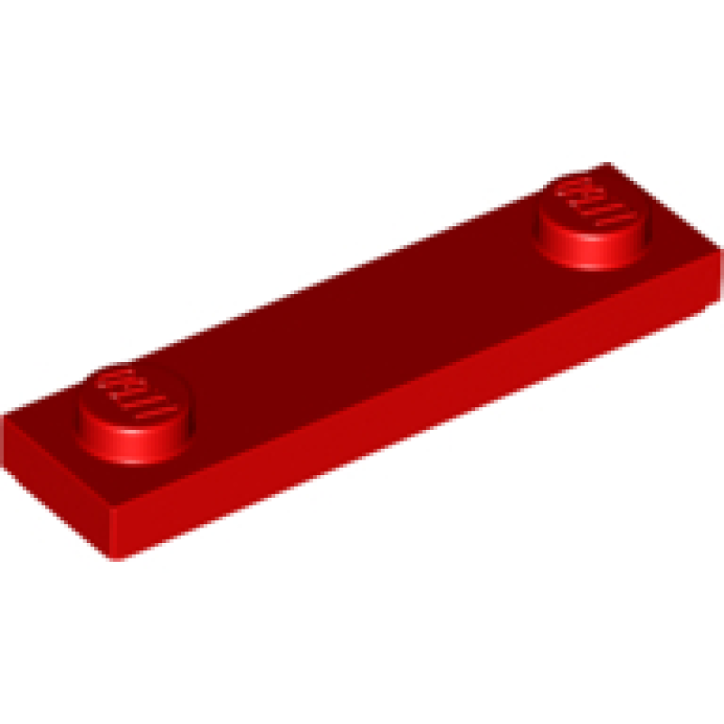Plaat, Aangepast 1x4 met 2 noppen op de uiteinden Red