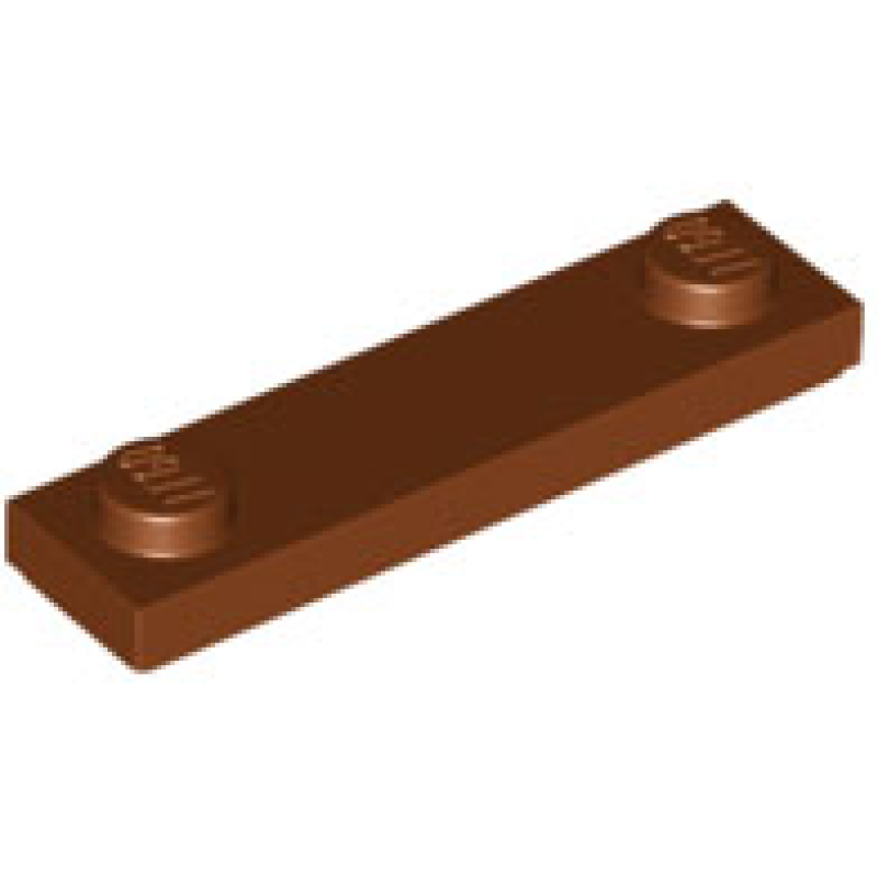 Plaat, Aangepast 1x4 met 2 noppen op de uiteinden Reddish Brown