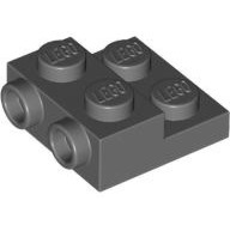Plaat, Aangepast 2x2 met 2 noppen aan de zijkant Dark Bluish Gray