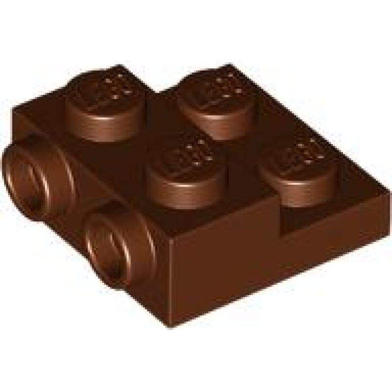 Plaat, Aangepast 2x2 met 2 noppen aan de zijkant Reddish Brown