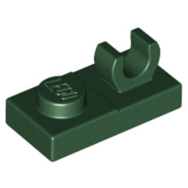 Plaat, Aangepast 1x2 met clip aan bovenkant Dark Green
