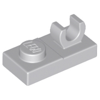 Plaat, Aangepast 1x2 met open O clip aan bovenkant Light Bluish Gray