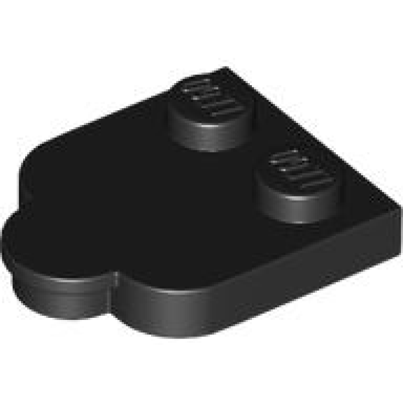 Tegel, Aangepast 2x2 met noppen aan de rand en 1x1 halve cirkel verlenging Black