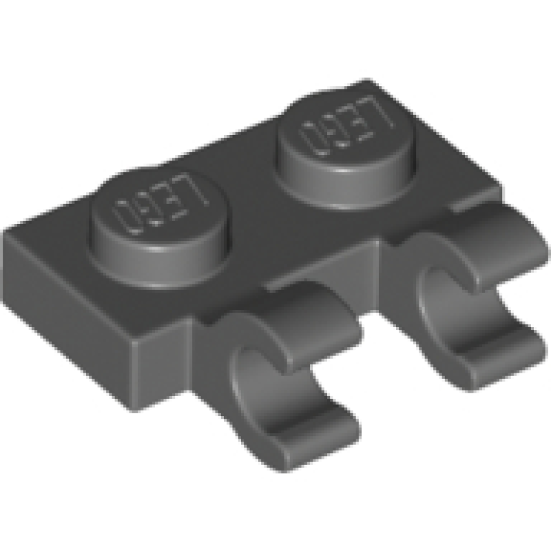 Plaat, Aangepast 1x2 met 2 horizontale clips Dark Bluish Gray