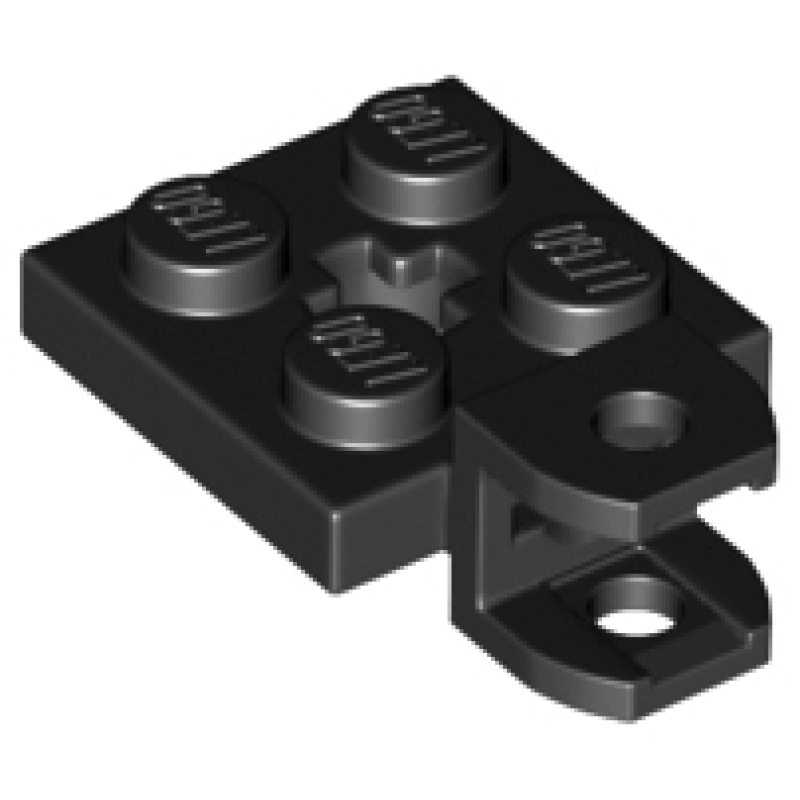Plaat, Aangepast 2x2 met kogel houder, as gat in midden Black