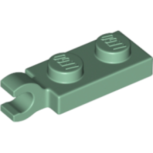Plaat, Aangepast 1x2 met clip aan het einde Sand Green