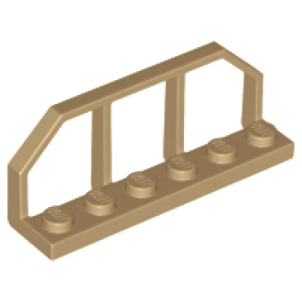 Plaat, Aangepast 1x6 met einde treinwagon / hek Dark Tan