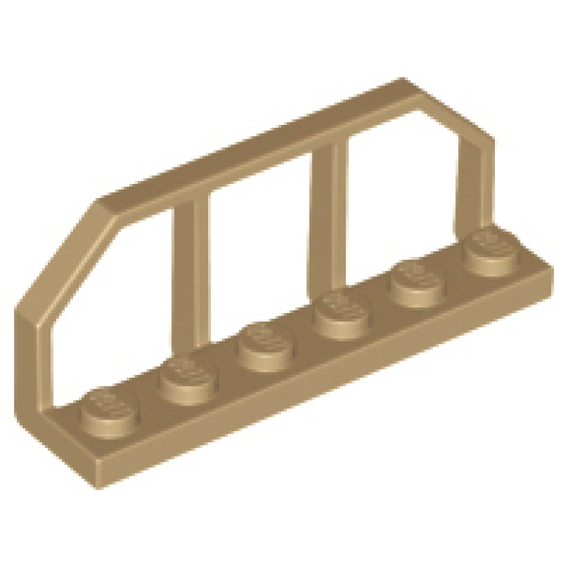 Plaat, Aangepast 1x6 met einde treinwagon / hek Dark Tan