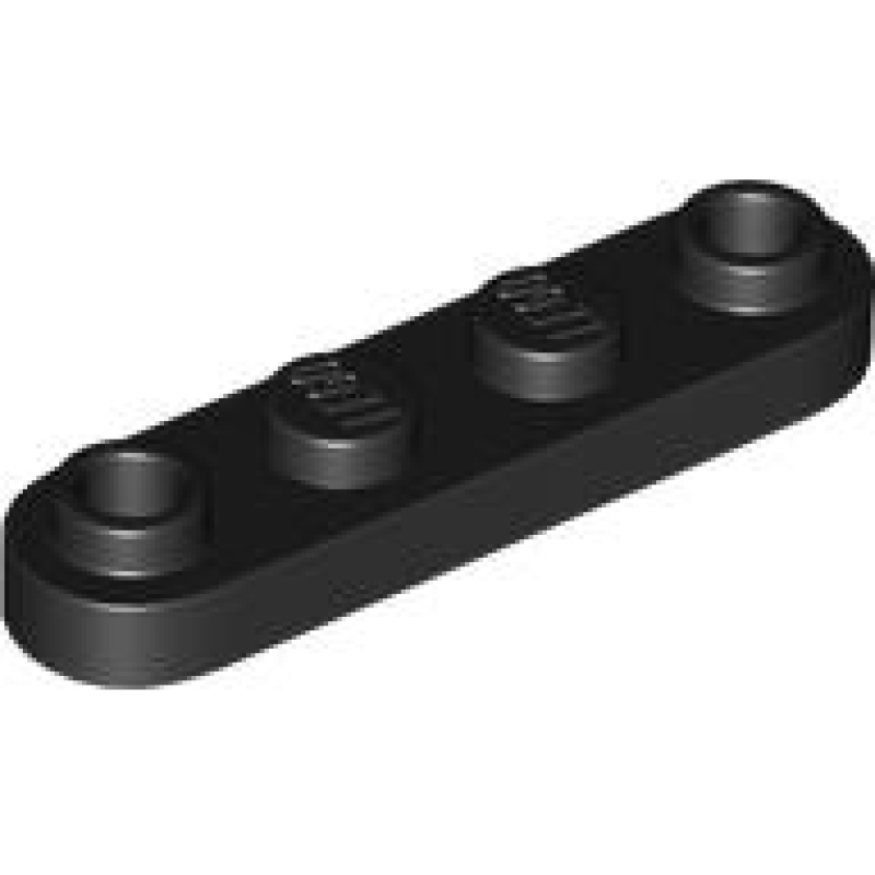 Plaat, Rond 1x4 met 2 open noppen Black