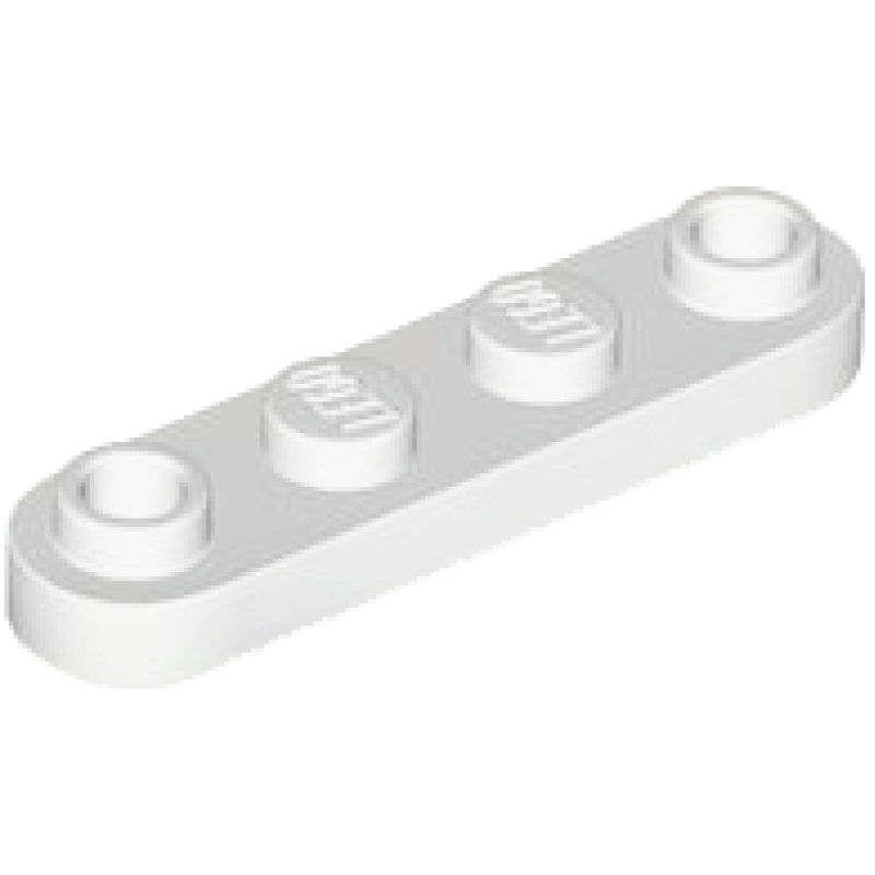 Plaat, Rond 1x4 met 2 open noppen White