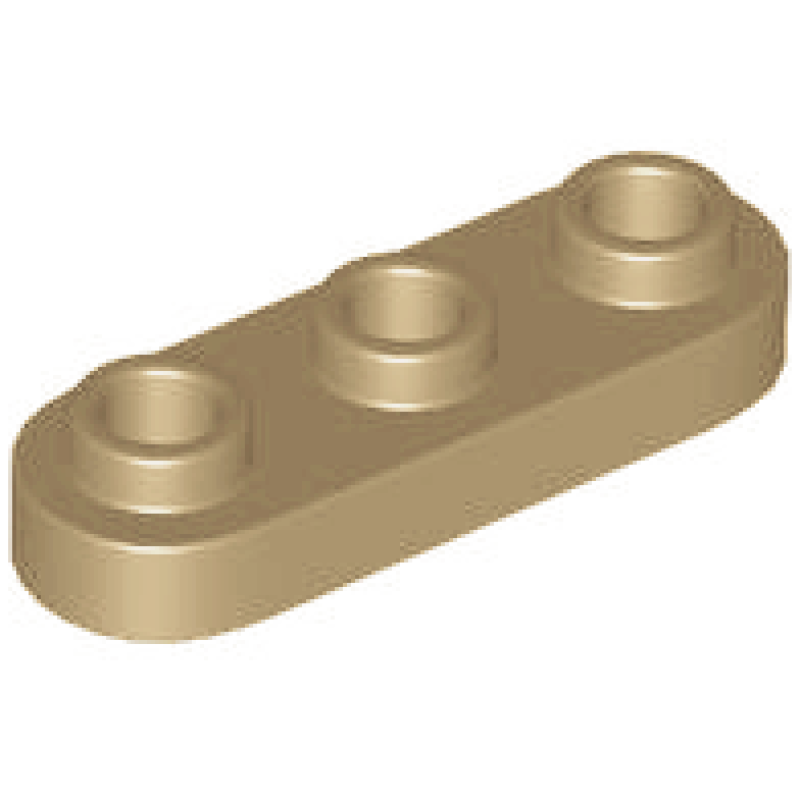 Plaat, Rond 1x3 met open nopjes Dark Tan