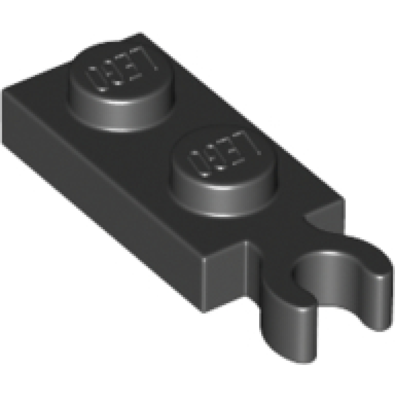 Plaat, Aangepast 1x2 met clip aan uiteinde (verticale greep) Black
