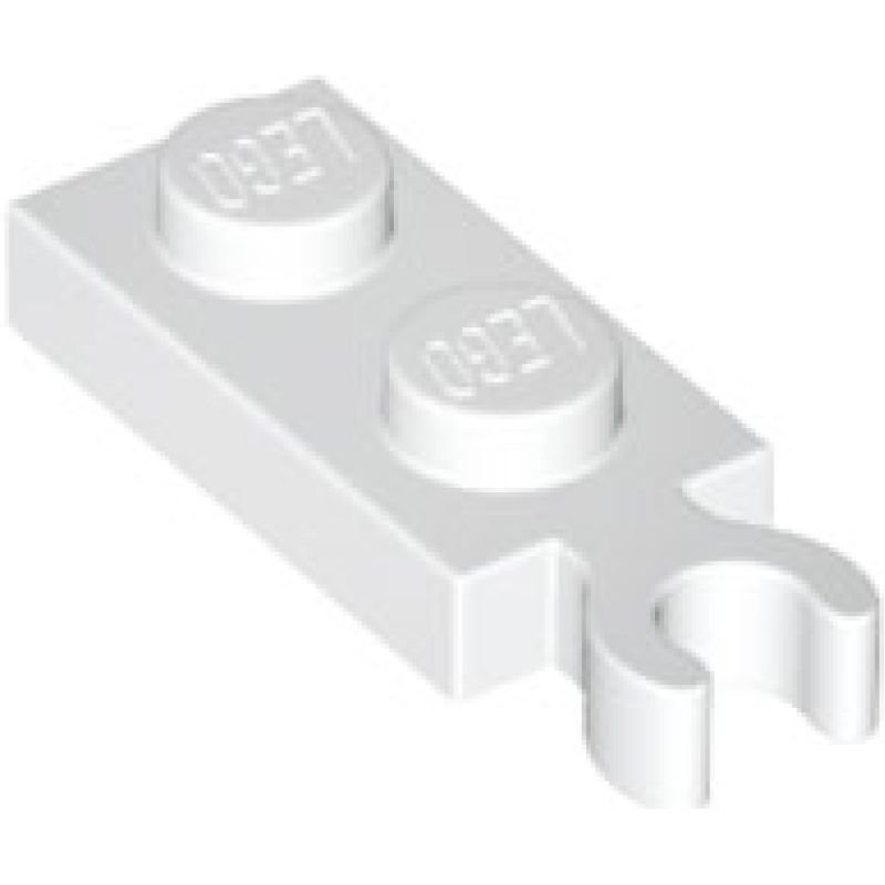 Plaat, Aangepast 1x2 met clip aan uiteinde (verticale greep) White