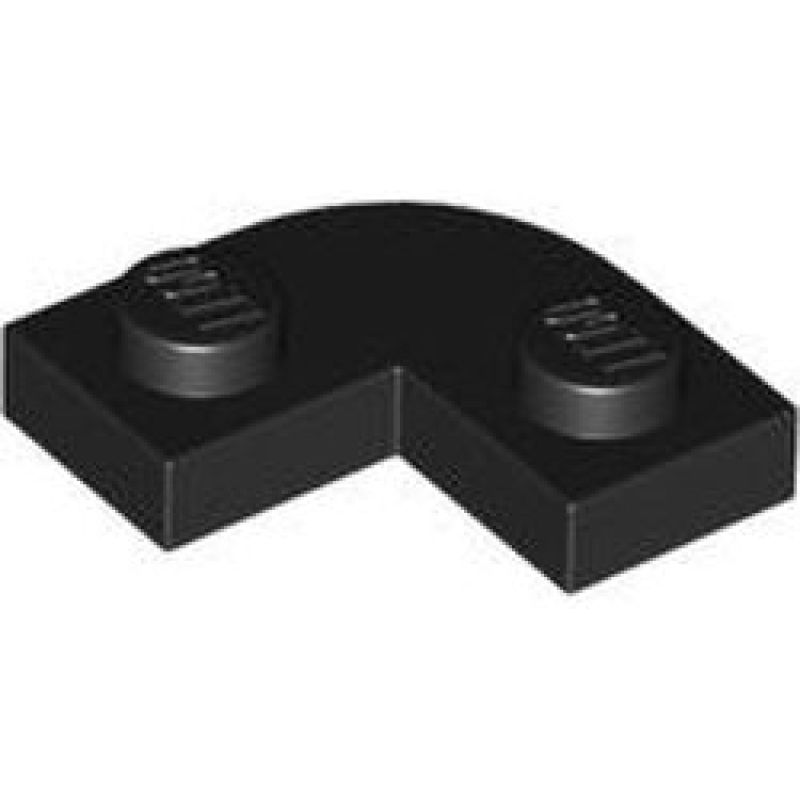 Plaat, Rond Hoek 2x2 met inkeping Black