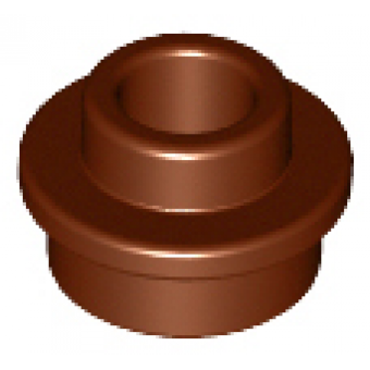 Plaat, Rond 1x1 met open nop Reddish Brown