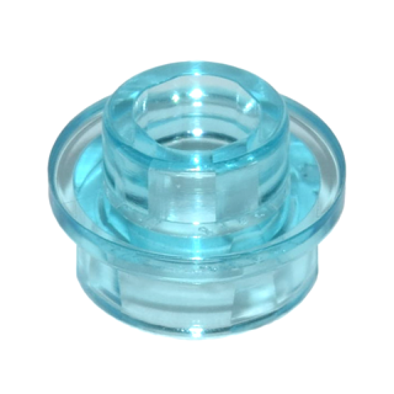 Plaat, Rond 1x1 met open nop Trans Light Blue