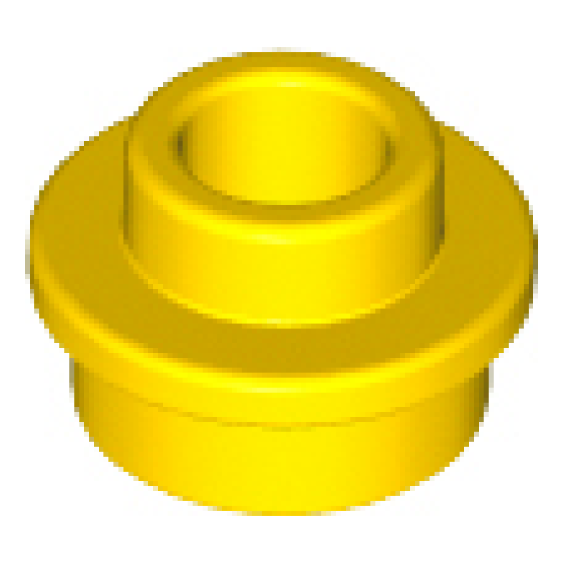 Plaat, Rond 1x1 met open nop Yellow